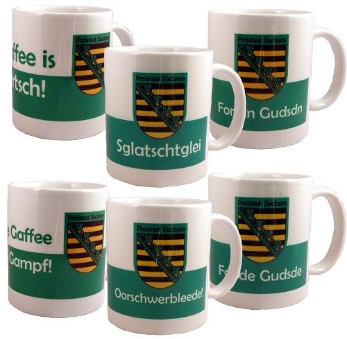 Sachsen Tasse mit witzigen sächsischen Sprüchen aus Porzellan Auswahl möglich - Oorschwerbleede