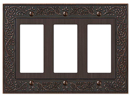 Amerelle 43RRRVB Placca da parete da giardino inglese, 3 bilanciere, metallo fuso, bronzo invecchiato, confezione da 1