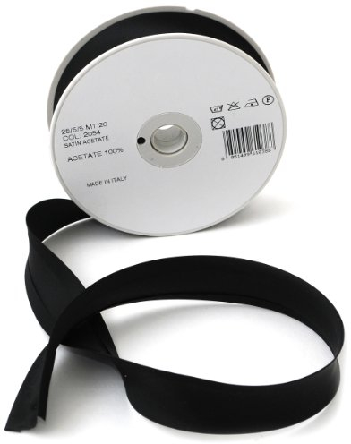 Inastri 25/5/5 mm Azetat-Satin Schrägband, schwarz 2054