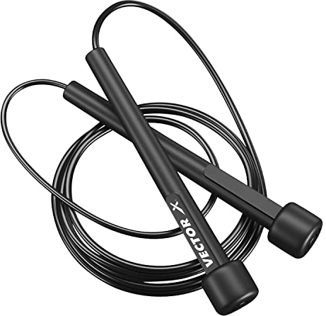 Vector X VXF 684 Skipping Rope for Men & Women (Black, Free Size -Adjustable) | Material -Nylon | For Cardio Workout | Warmup | Weight Loss | Training | Jump Rope for Exercise | Exercise Rope