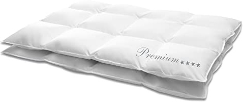 Hanskruchen® Premium **** Winter Daunendecke 155x200 cm - EXTRA WARM - Made in Germany Kassettendecke mit 100% Daunen - Allergiker geeignet in fünf Wärmestufen