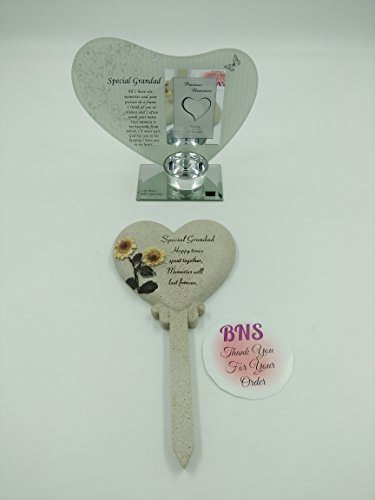 David Fischhoff Grandad memorial tealight holder and garden/grave stake bundle
