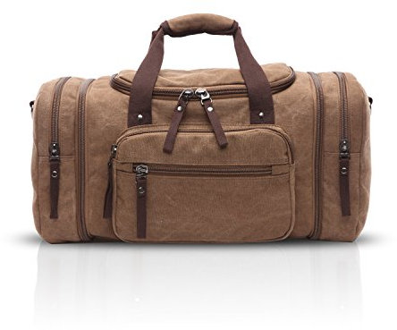 FANDARE Sport Reisetasche Herren/Damen Gym Handtasche Boston Handtasche Outdoor Camping Weekend Umhängetasche Verschleißfest Leinwand Braun