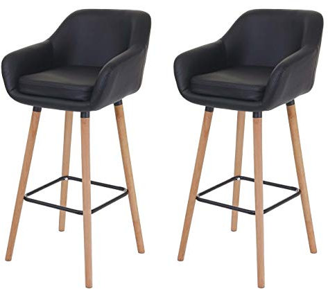 Mendler 2er-Set Barhocker Malmö T381, Barstuhl Tresenhocker - Kunstleder, schwarz