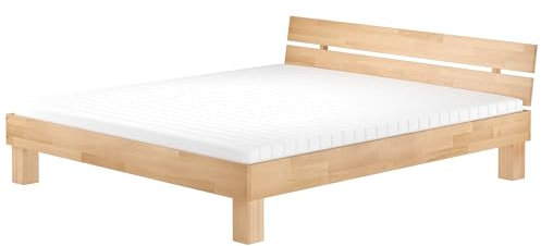 Erst-Holz Massivholzbett Überlänge 200x220 Buche Großfamilienbett Doppelbett wählbares Zubehör V-60.80-20-220, Ausstattung:Rollrost und Matratze inkl.