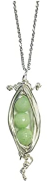 Three Peas in a Pod Hand Wire Wrapped Necklace with 3 faceted apple green gemstone peas, on a 20 inch chain