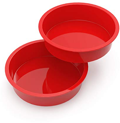 SILIVO Silicone Cake Tins for Baking 8 Inch Round, 2Pcs 20cm Cake Tins, Silicone Cake Moulds for Baking Layer Cakes, Sponges Cakes