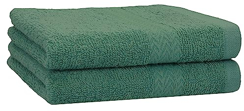 Betz 2 Stück Duschtücher Duschtuch Set Größe 70x140 cm Duschhandtuch Badetuch Strandtuch Handtuch Premium 100% Baumwolle Farbe tannengrün