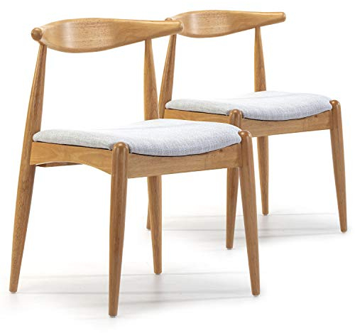 VS Venta-stock Pack 2 chaises Corzo, Couleur chêne, Bois Massif, 52,5 cm (Longueur) 50 cm (Profondeur) 74.5 cm (Hauteur)