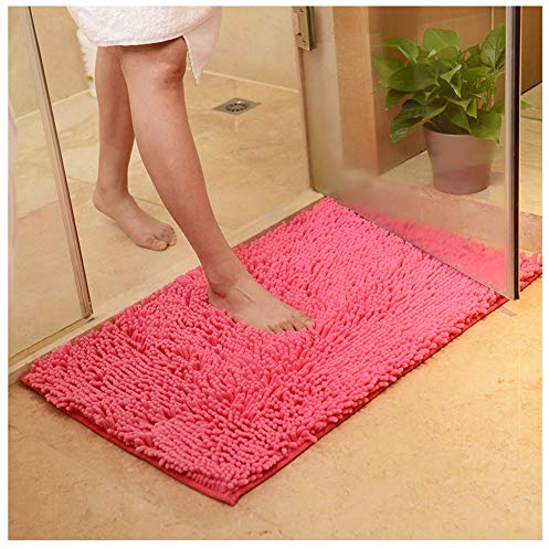 YOUCAI Badematte rutschfest Chenille Teppich Badteppich Verdickt Badezimmerteppich Weich Badeteppich Flauschige Mikrofaser Badvorleger, Supersaugfähig, Maschinenwaschbar,Rosa2,40x60