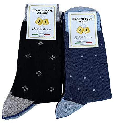 Lucchetti Socks Milano 6 paia calze uomo CORTE cotone filo di scozia elasticizzato estive in fantasia (Taglia 41-46, Set Classic Corte)