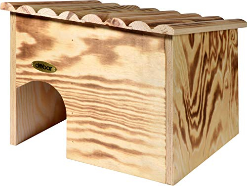 dobar® 22232FSCe Igelhaus als Bausatz - Igelschlafhaus aus Massivholz - Igelhöhle für den Garten - Igelschlafplatz mit Schleuse - Igelhotel mit Schutz vor Fressfeinden - 30,5 x 26,5 x 24 cm - Geflammt