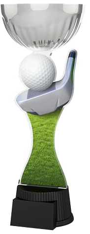 Trophy Monster Golf Silver Cup Award Free Engraved Plate | Amazing Value | for Clubs & Presentations | Made from Metal & Printed Acrylic (buy in 3 sizes) (210mm)