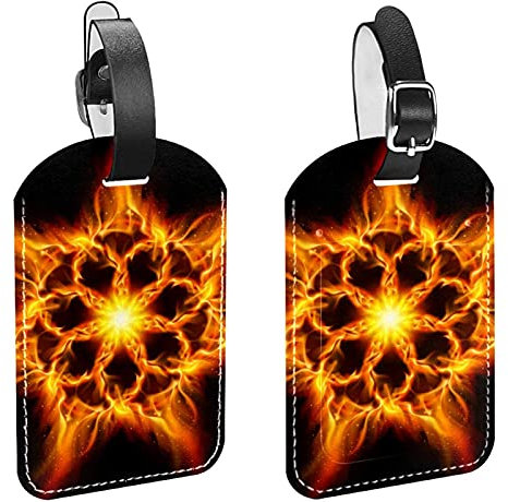The Burning Hexagon Stars Reisegepäckanhänger 2er-Set Handtasche Koffer ID-Etiketten Tasche und Gepäckanhänger mit Sicherheitsgurt