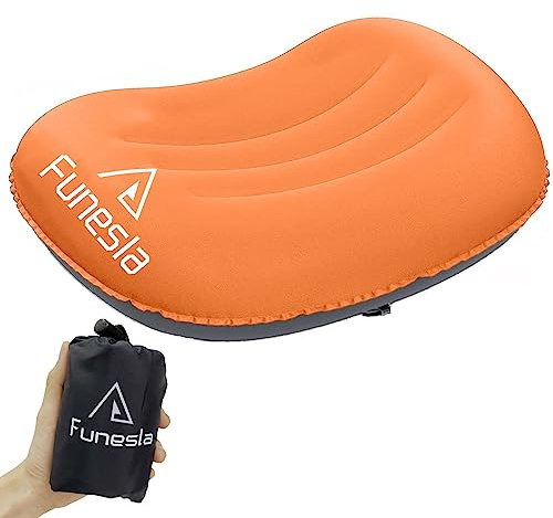 Funesla Camping Pillow Inflatable, Compressible, Lightweight Inflatable Pillows for Camping, Small InflatableTravel Camping Pillow for Adults Kids, Backpacking, Hiking, Beach-Orange