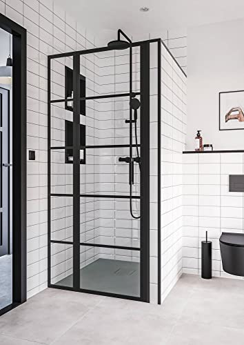 Saqu Miralo Duschtür für Nische mit Anti-Kalk 120x200cm Dusche Duschabtrennung Duschtrennwand Mattschwarz