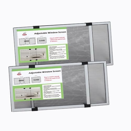 FLYZZZ Expandable Window Screens (25CM H x 50CM - 92CM W) 2Packs Adjustable Window Screen, Replacement Net Screens for Windows