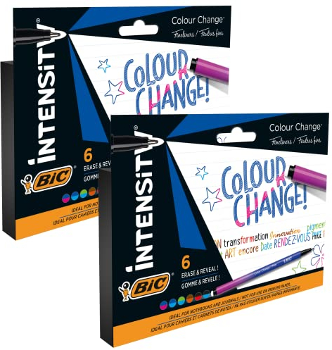BIC Intensity Colour Change Fineliner mit Farbwechsel – versch. Farben, 2 x Pack à 6