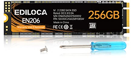 Ediloca EN206 256GB 3D NAND TLC M.2 SSD, M.2 2280 SATA III 6Gb/s SSD Hard Drive interno, velocità di lettura/scrittura fino a 550/460 MB/s, compatibile con Ultrabook, Tablet Computer e Mini PC