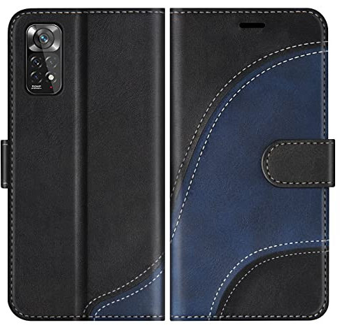 BoxTii Custodia in Pelle PU Portafoglio per Xiaomi Redmi Note 11 4G / Redmi Note 11S 4G, Magnetica Cover a Libro con Slot per Schede, Nero