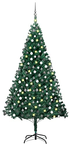 vidaXL Künstlicher Weihnachtsbaum mit LEDs Kugeln Tannenbaum Christbaum Kunstbaum Dekobaum Weihnachten Dekoration Weihnachtsdeko Grün 240cm