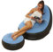 eBoutik - Indoor & Outdoor Inflatable Deluxe Lounge Lounger Chair & Foot Stool With Soft Plush Fabric - Easter, Summer, Spring Home & Camping, Garden, Gaming,Valentines (Blue)