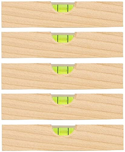 teemando® 5 X Marken Mini-Wasserwaage, 15 cm aus Eschenholz, Richtwaage mit Libelle