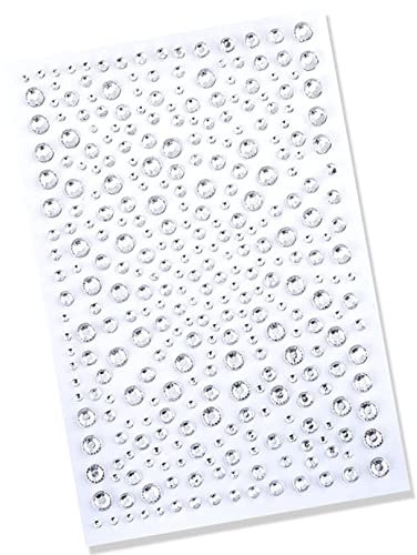 325Pcs Self Adhesive Rhinestone Stickers,Self-Adhesive Bling Clear Rhinestone Stickers,Acrylic Crystal Stick on Gems for Nails Face Makeup Tears Rhinestone Phone DIY Craft Decor(3mm/4mm/5mm/6mm)