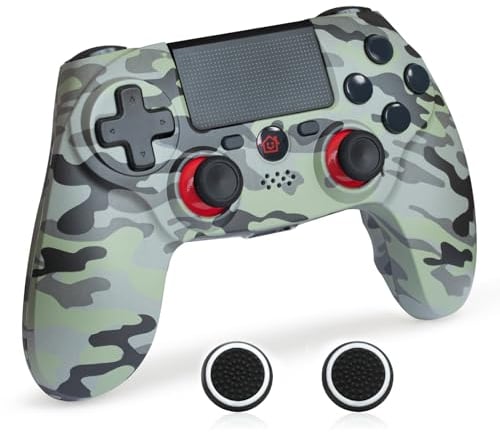 VooFun Controller Kompatibel mit PC Windows, Gamepad mit 1000mAh Akku, Dual Vibration, 6-Achsen Gyro Sensor, Touchpad, Camouflage