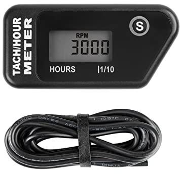 Runleader Digital LCD Heures Tachymètre, heures et RPM Affichage, imperméable à l’eau pour moteur à gaz Générateur de tondeuse à gazon Compresseur Moto tronçonneuse