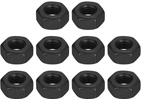uxcell Lot de 10 écrous hexagonaux UNF 1/4-28 en acier au carbone de qualité 8.8 noir pour boulon à vis, lot de 10