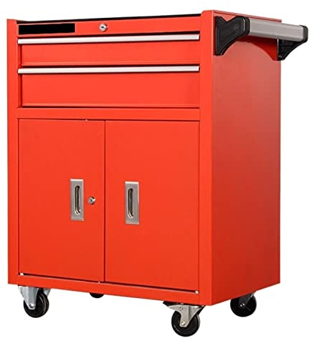 Trolley-Werkzeugwagen mit Rädern, Workshop-Werkzeugbox Garagenspeicher hochfest tragende Versteifung größere Kapazität Backplane YIJIAN (Farbe : Double Drawer Orange)