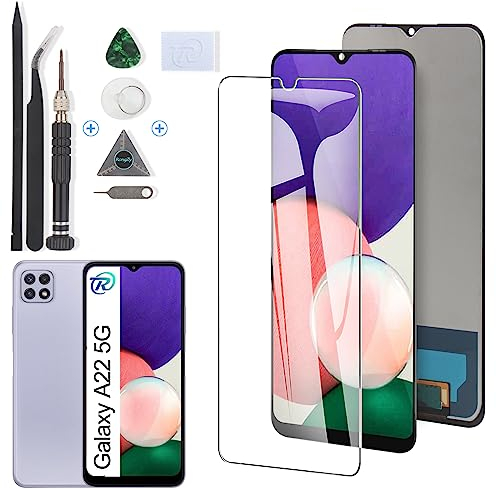 RongZy Écran LCD pour 6.6 Samsung Galaxy A22 5G A226B Écran De Remplacement Numériseur Tactile Panneau Assemblé De Réparation avec Outils(Noir)