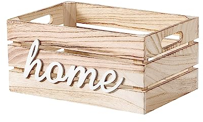 Wickerfield Wooden Storage Box Bathroom Dressing Table Organizor Kitchen Storage Box DIY Gift Hamper Box (Plain, Large)