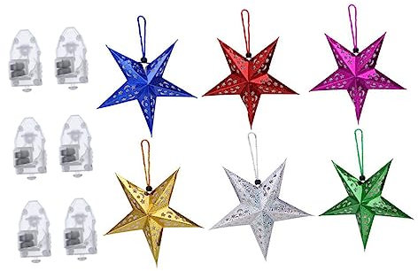 DOITOOL 1 Satz Weihnachtsstern Leuchtet Papiersterndecke Funkelnder Pentagramm-lampenschirm Weihnachtsstern Lampenschirm Papierlaterne Weihnachtskugeln 3d Weihnachten Knopfelektronik