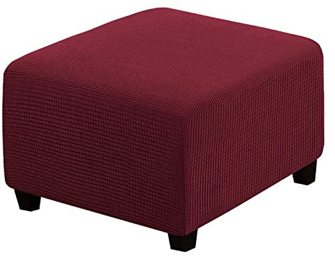Thdsubb Ohrensessel Überzug Sesselbezug Sessel Sessel-Überwürfe Tiger Stuhlbezug Ottomane Schonbezug Hockerüberzug Husse Für Fußhocker (Rot,Ottoman Quadrat M)