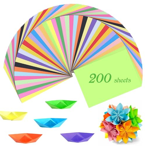 MumdoYAL 200 Blatt buntes Papier A4,buntes Papier,Origami Papier,buntpapier,Origami Papier für Diy Origami und Bastelprojekte(70 g/m²) (200 Blatt)(20 Farben)