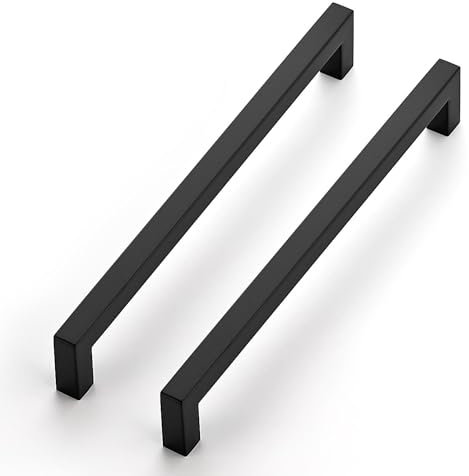 Ravinte 5 Pack Kitchen Door Handles Black Handles for Cupboards 224mm Cupboard Pulls Kitchen Cabinet Pulls Square Bar Wardrobe Hardware Cabinet Door Hardware