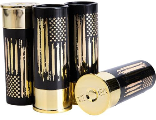 4 Teile/Satz Kunststoff 12 Gauge Shell Shotgun Schnapsgläser Amerikanische Flagge Muster Wein Tasse Trinken Becher Für Camping Neuheit Geschenk