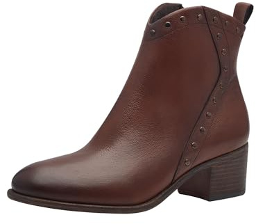MARCO TOZZI Damen Stiefeletten mit Absatz aus Leder mit Reißverschluss, Braun (Cognac), 39 EU