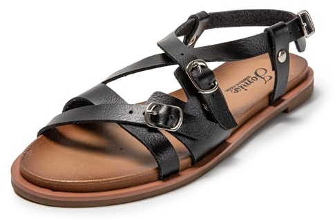 JOMIX Kunstleder Sandalen Damen Verstellbarer Rieme Sandaletten mit Verstellbarer Rieme Plateau Sommer Frauen Schuhe mit Riemchen Elegant (Schwarz, 40 EU, SD9496)