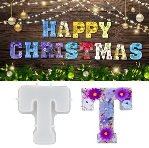 wikimo Moule Resine Epoxy pour Grandes Lettres, 18 cm/7 inch Moule Silicone Resine Epoxy pour 3D de l'alphabet T