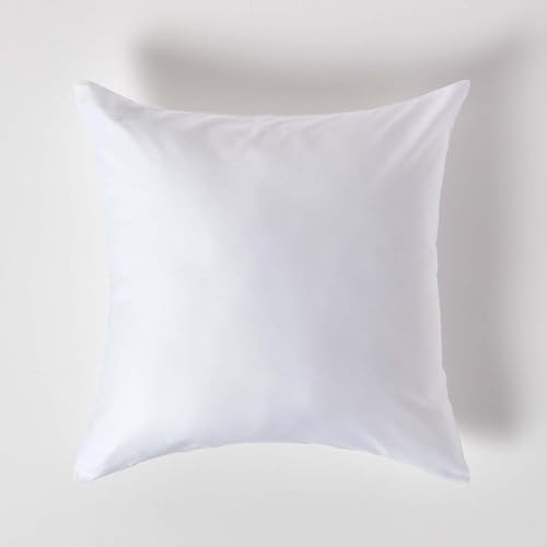 HOMESCAPES White Organic Cotton Euro Size Pillowcase 60 x 60 cm 400TC 600 Thread Count Percale Equivalent Pillow Case with Zip Pack of 4