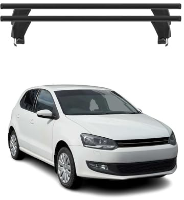OMAC Dachträger Querträger Alu für VW Polo mk5 2009-2017 5tür – Abschließbar – T-Nut – City-Crash-getestet – Max. 50 kg Schwarz