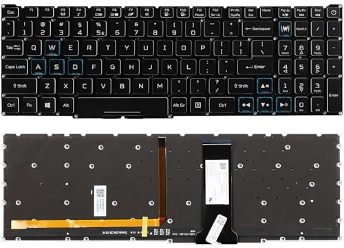 YAEHUYING Bunte Tastatur mit Hintergrundbeleuchtung für Acer Predator Helios 300 PH315-53 PH315-52 PH317-54 PH317-53 AN515-44 N20C3 N18I2, US-Layout, weiße Buchstaben, bunte Hintergrundbeleuchtung