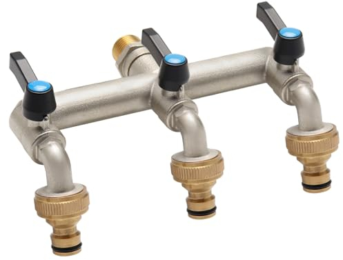 Robinet de jardin à 3 voies 1/2 vers 3/4 avec 3 raccords de robinet de 3/4 vers 1/2 pour maison, cour/machine à laver