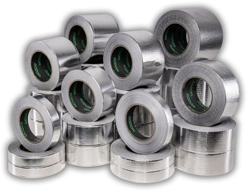 RODOPI Alu Klebeband 25mm 50mm 75mm 100mm Hitzebeständiges Klebeband 50m Aluminium Klebeband Gewebe verstärkt Aluband wasserfest Alu Dichtband extra stark
