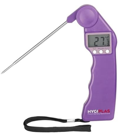Hygiplas Easytemp Fold-Away Food Cooking Thermometer CH739, Purple | Prevents cross-contamination with a +/-1°C accurate sensor, delivering fast results in 15 seconds to safeguard food prep.