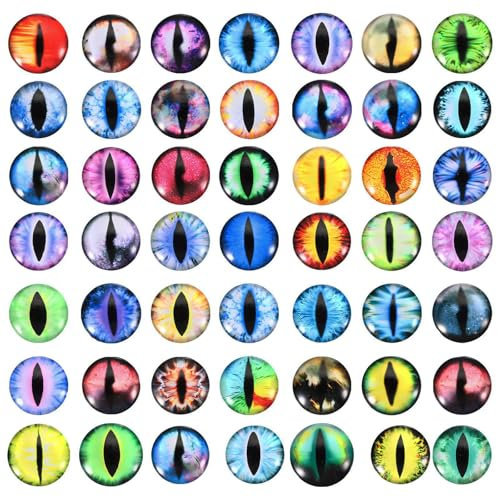 PATIKIL Yeux de Dragon 18 mm, 100PCS Œil en Verre Artificielles Ronds Animaux, Yeux de Securite Amigurumi Cabochon pour Fabrication de Poupées en Argile Artisanat DIY Bijoux, Multicolore