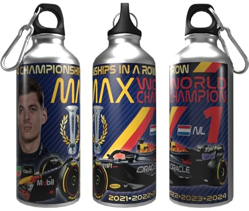 Partisan Botella de agua Max 4-Time Champion 2024 con 2 tapas, aluminio, 600 ml, color plateado